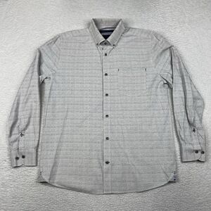 32 Bar Blues Shirt Mens Medium White Geometric Button‎ Down Long Sleeve Casual